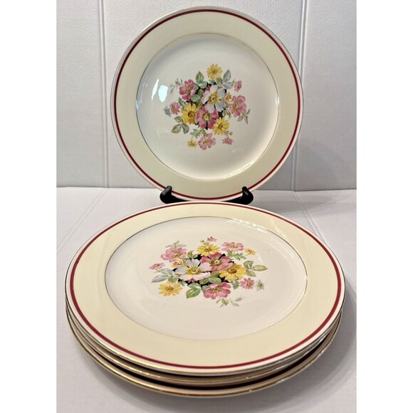 Edwin Knowles Semi-Vitreous Dinner China Plates Set of 4 USA 10.25" Vintage - Picture 1 of 6